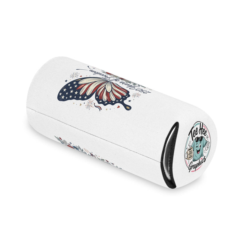 Patriotic Butterfly Can Cooler — Red White & Blue Koozie
