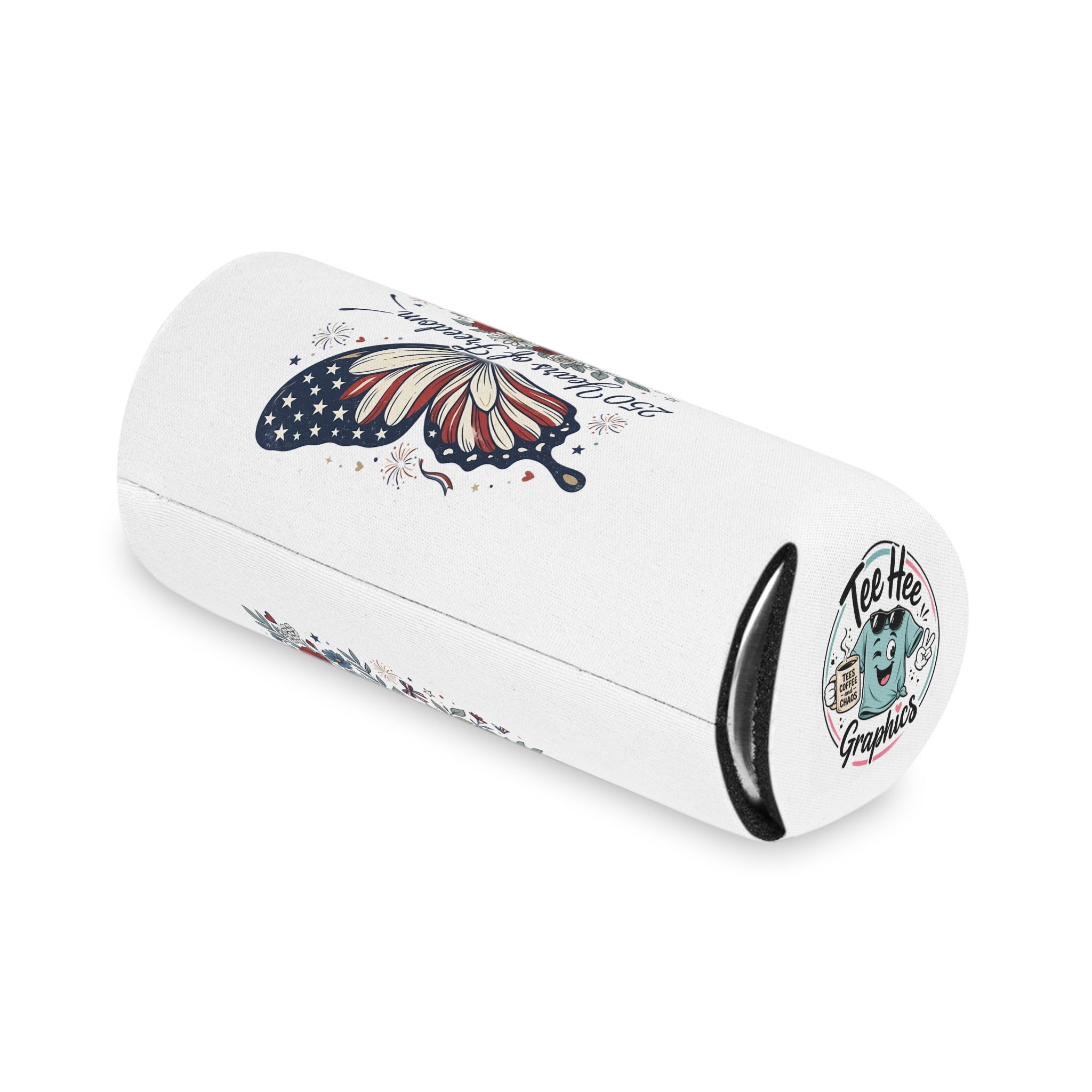 Patriotic Butterfly Can Cooler — Red White & Blue Koozie