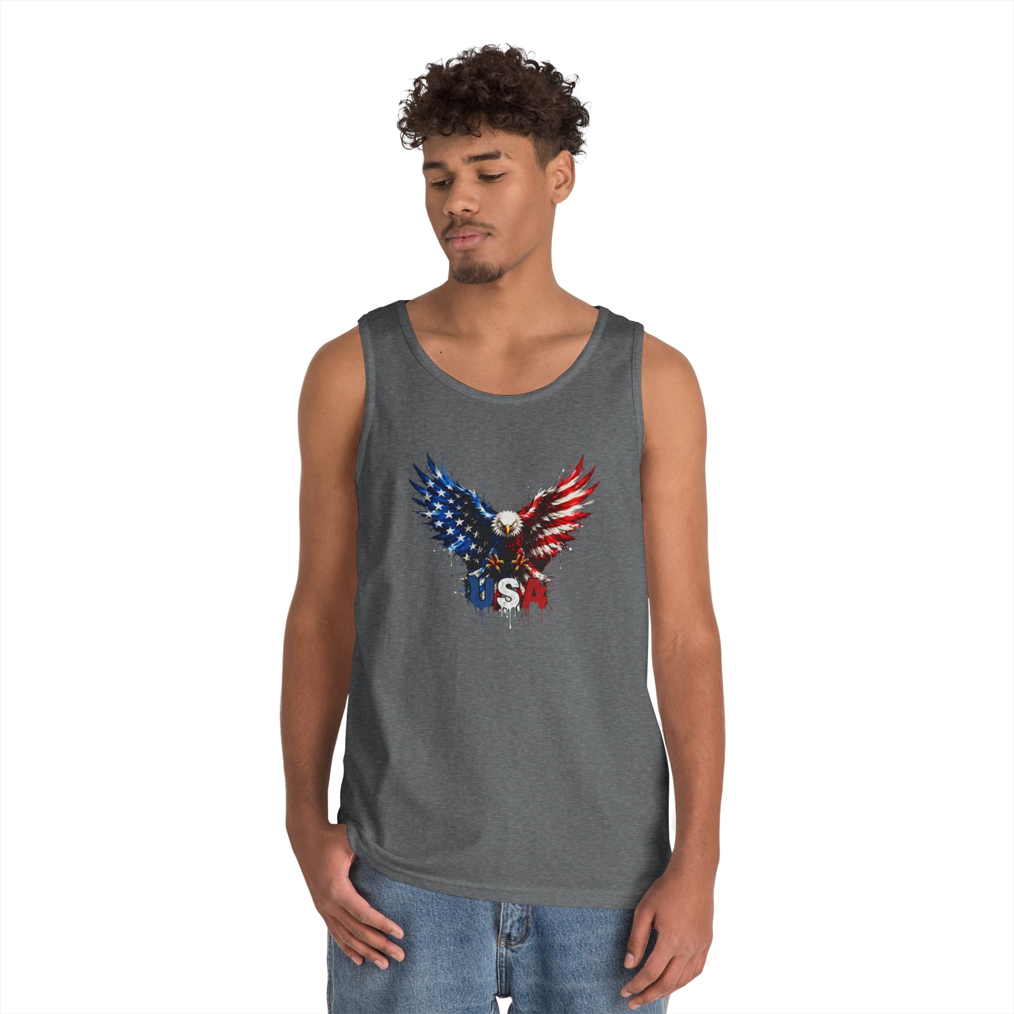 Patriotic USA Eagle Tank Top — Red, White & Blue American Flag Design