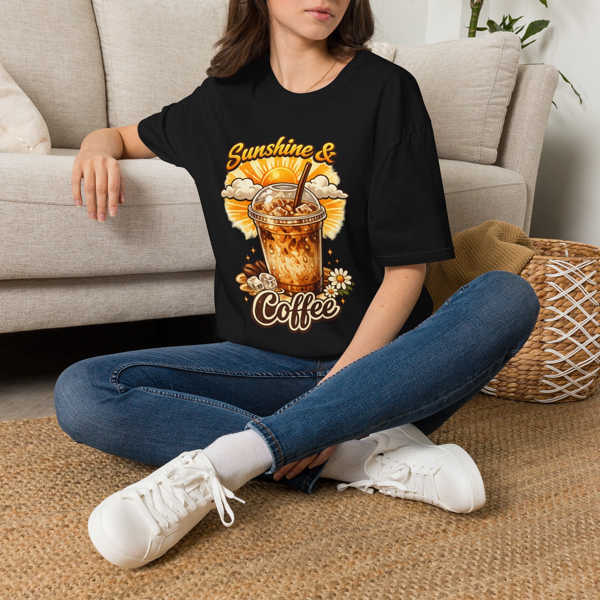 Sunshine & Iced Coffee T-Shirt — Summer Cafe Vibes Tee