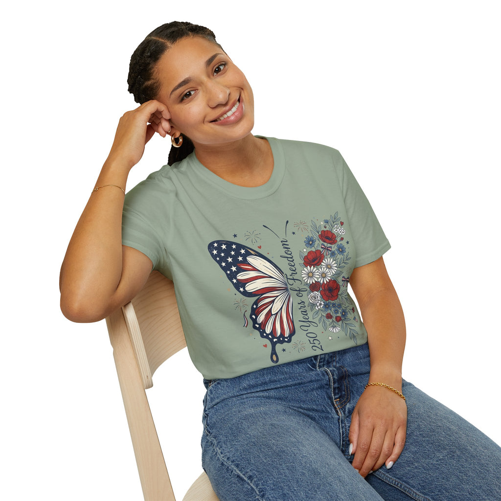 Patriotic Butterfly T-Shirt — 4th of July Freedom Floral Tee