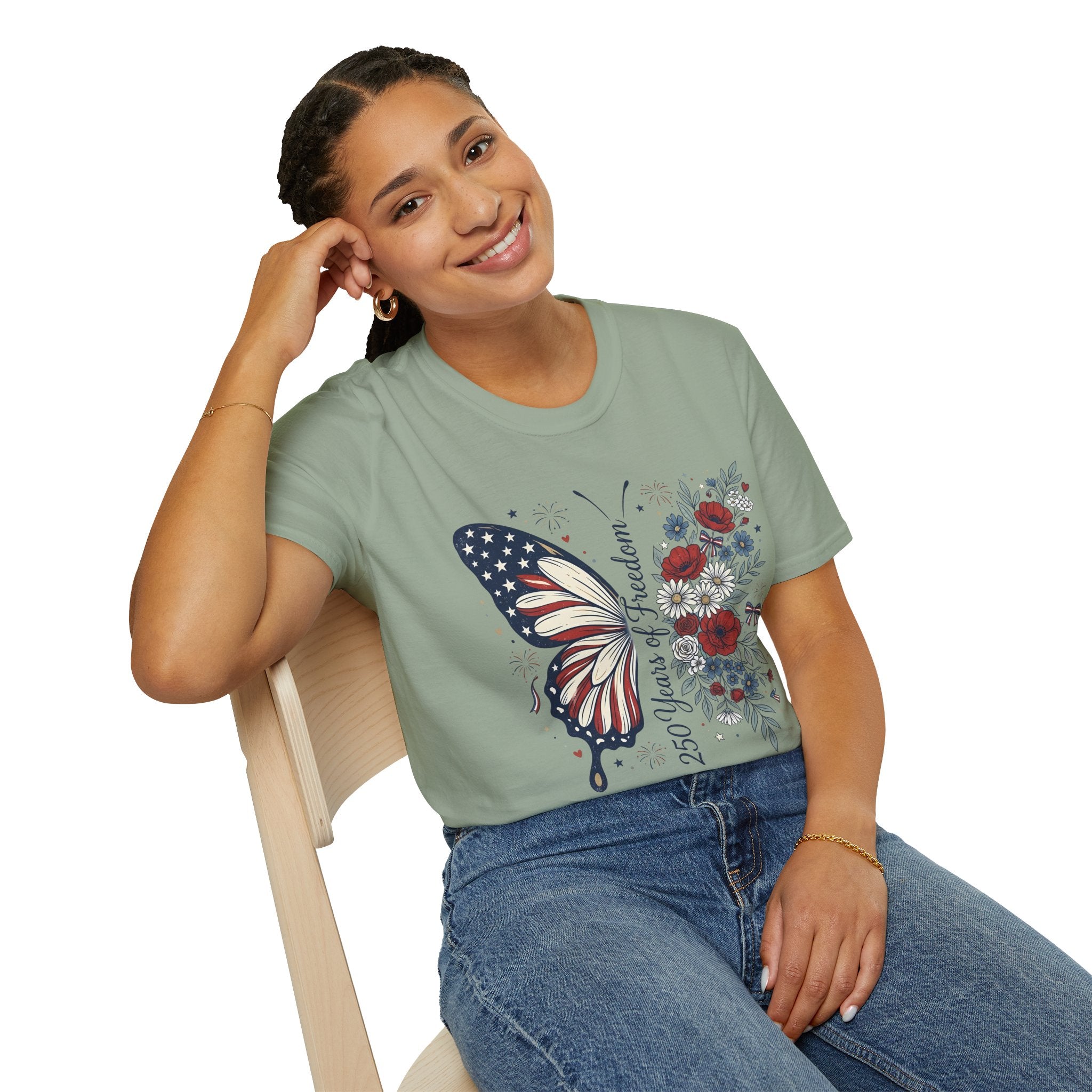 Patriotic Butterfly T-Shirt — 4th of July Freedom Floral Tee