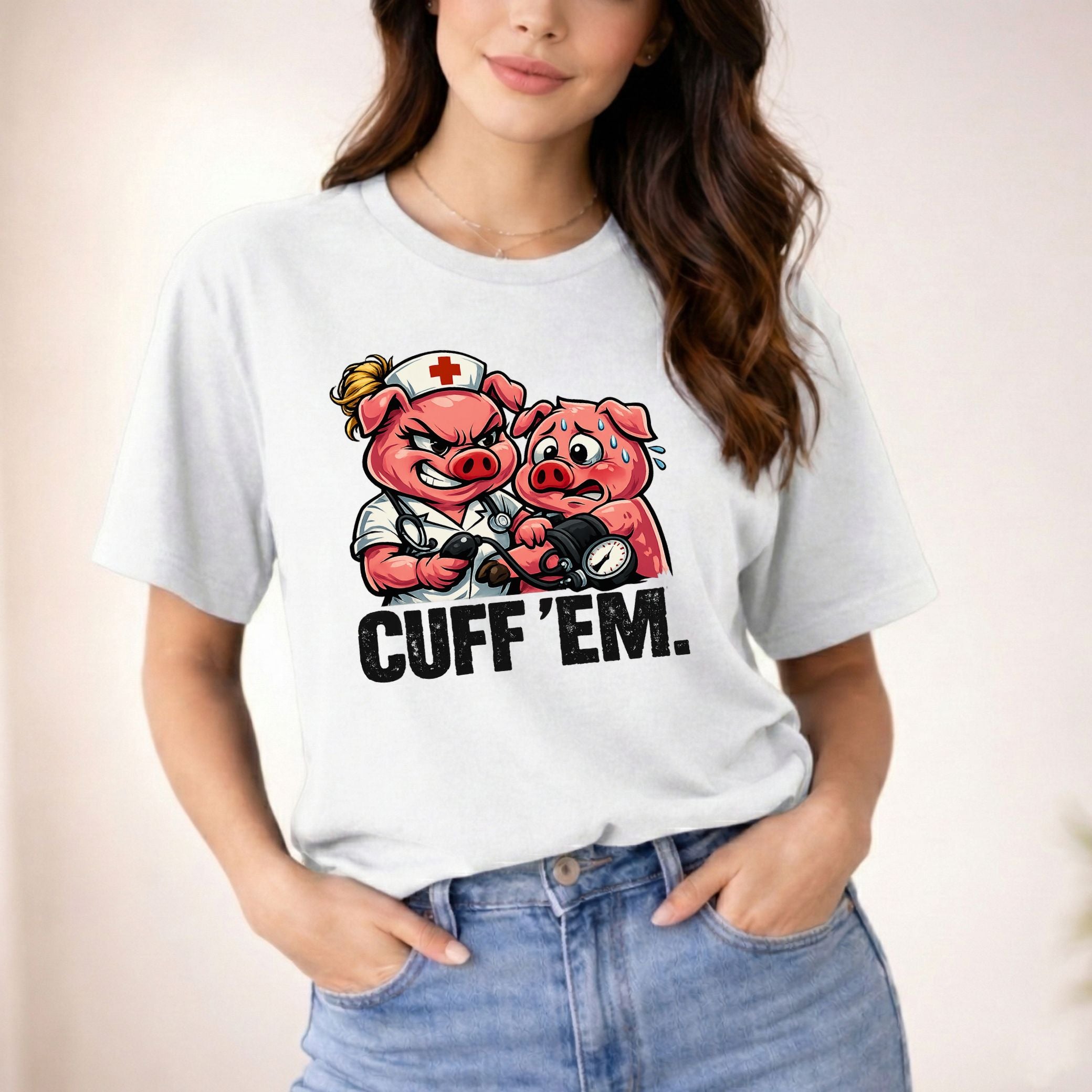 Cuff 'Em' Nurse Pig Graphic Tee