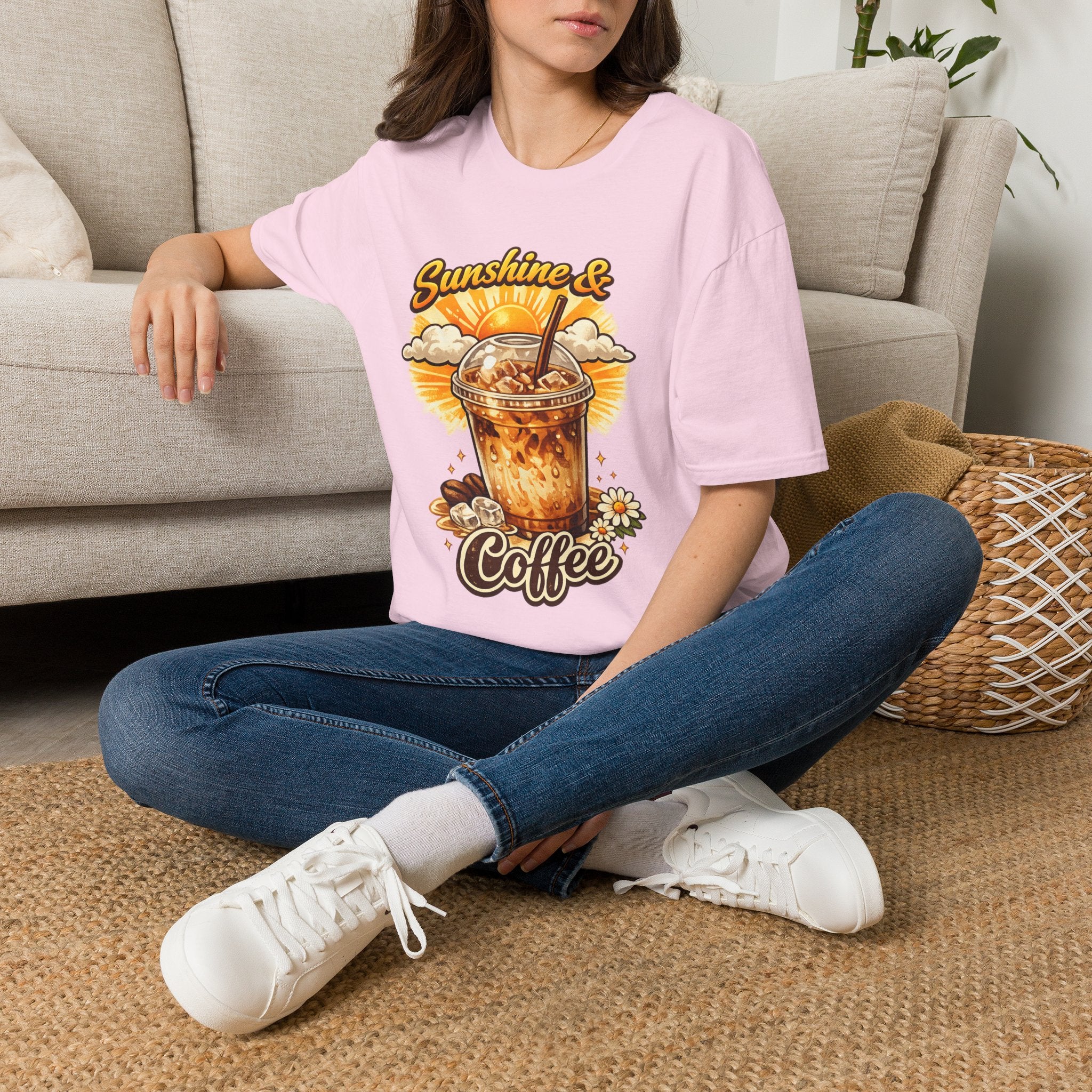 Sunshine & Iced Coffee T-Shirt — Summer Cafe Vibes Tee