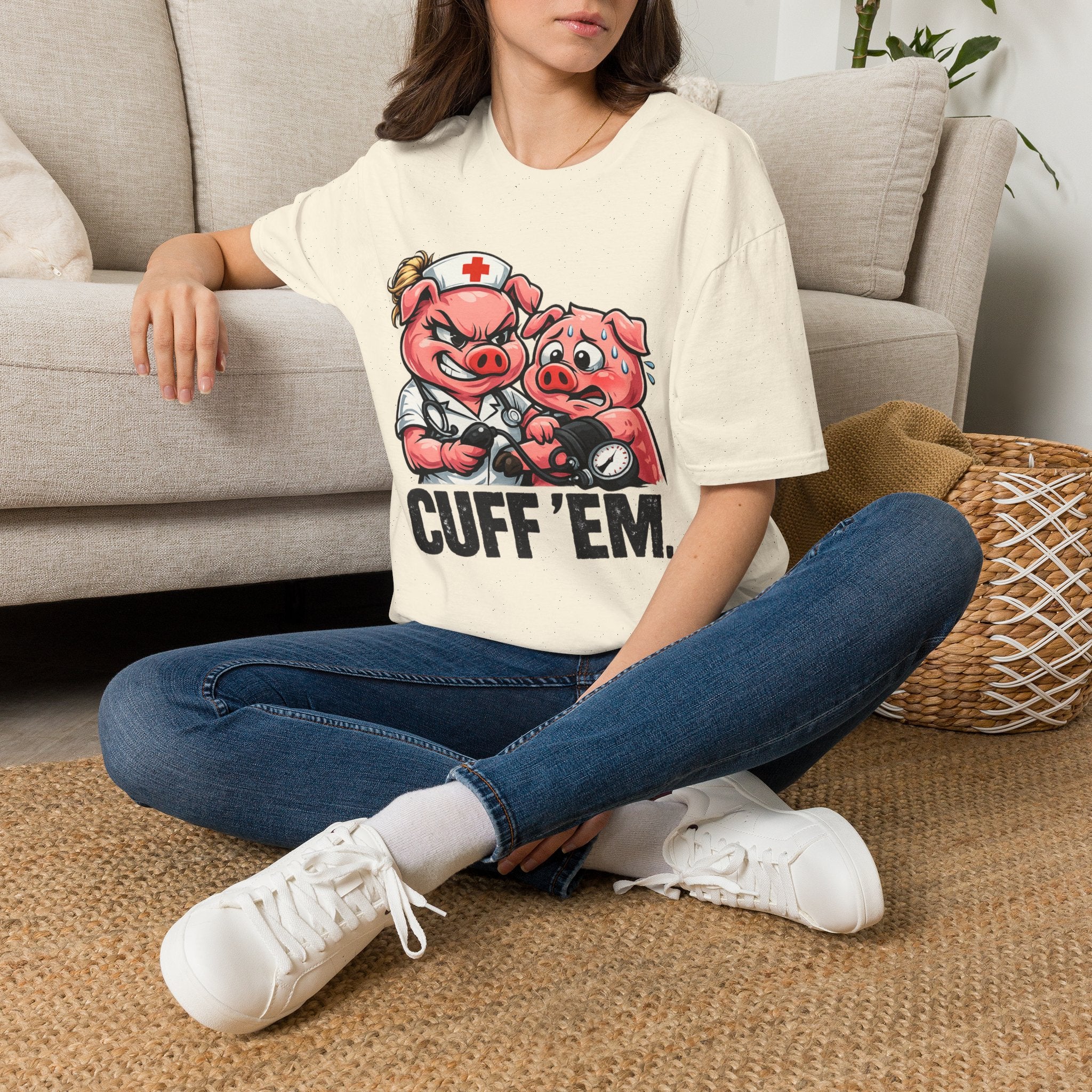 Cuff 'Em' Nurse Pig Graphic Tee