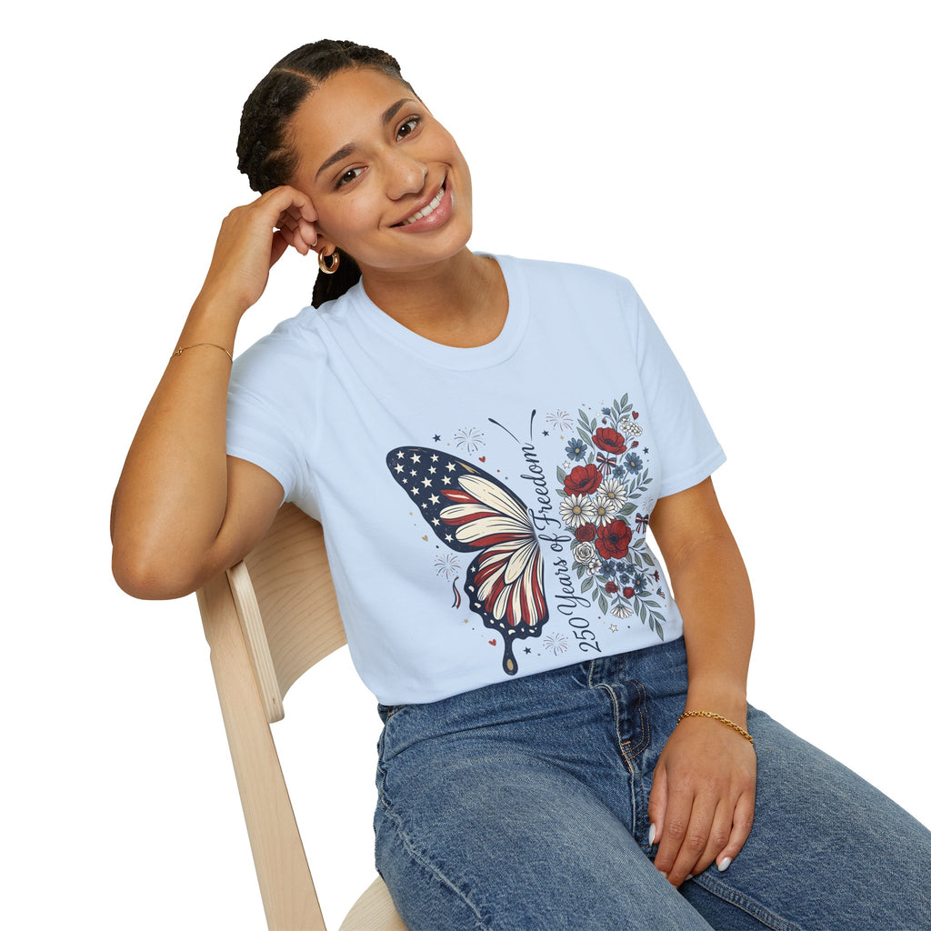 Patriotic Butterfly T-Shirt — 4th of July Freedom Floral Tee