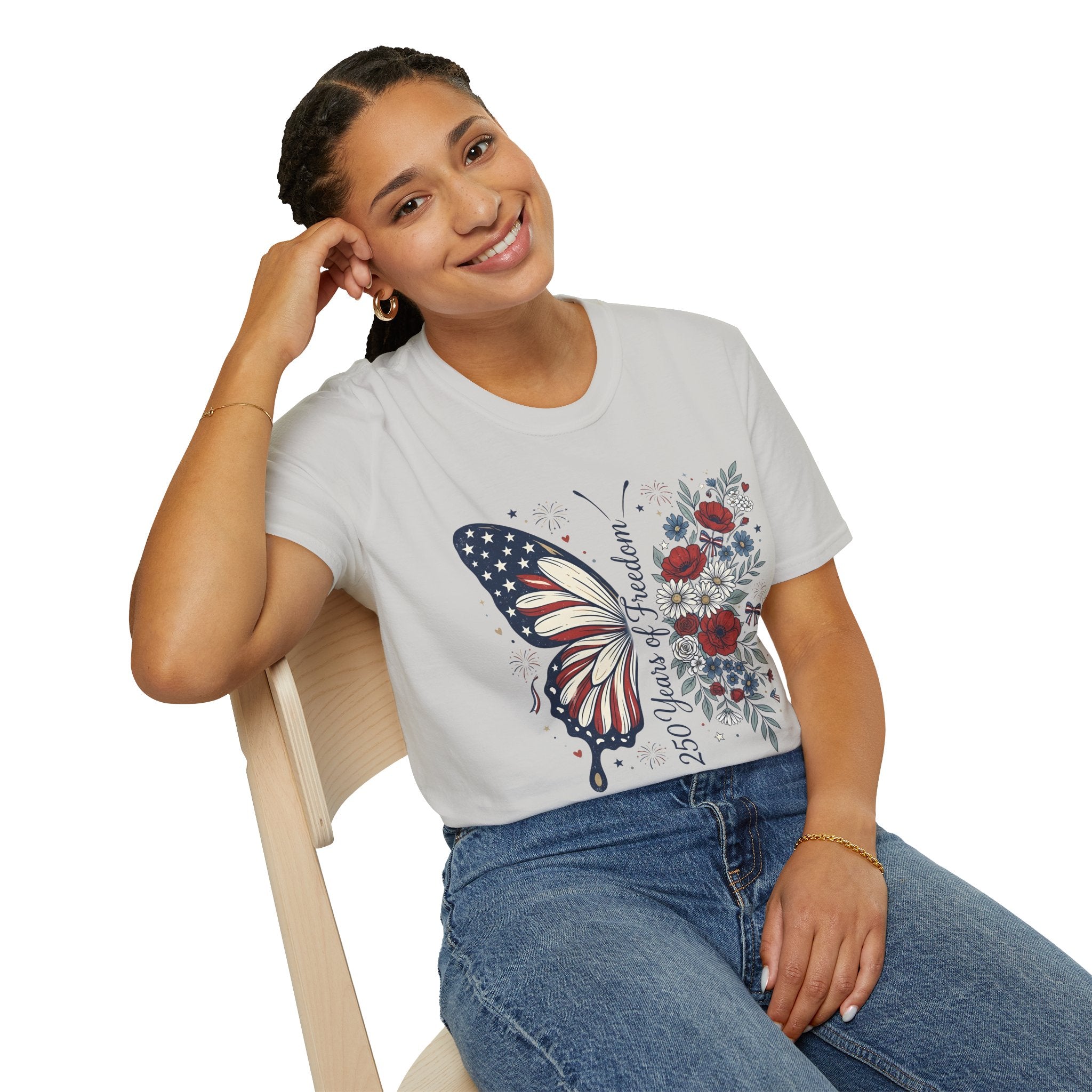 Patriotic Butterfly T-Shirt — 4th of July Freedom Floral Tee