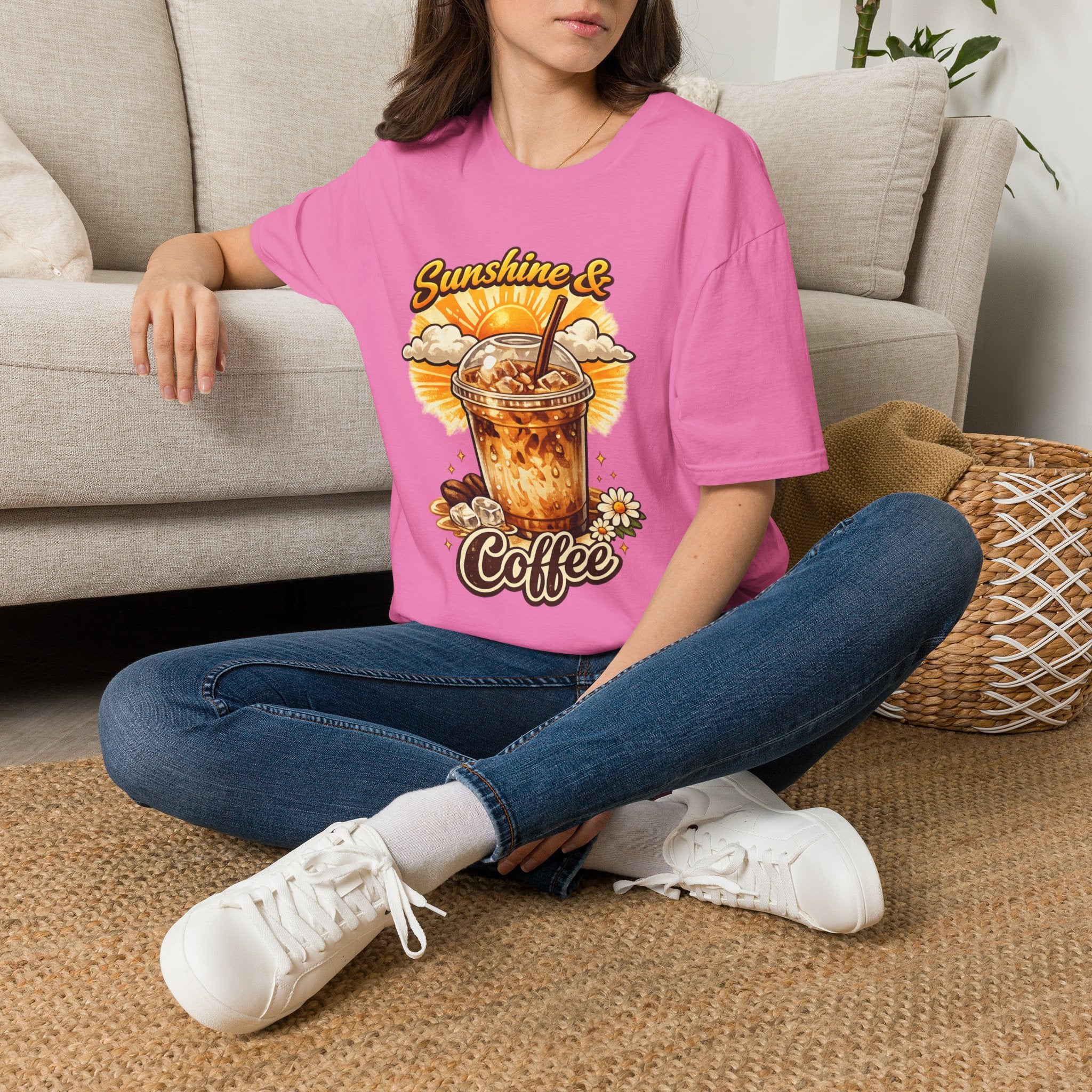 Sunshine & Iced Coffee T-Shirt — Summer Cafe Vibes Tee