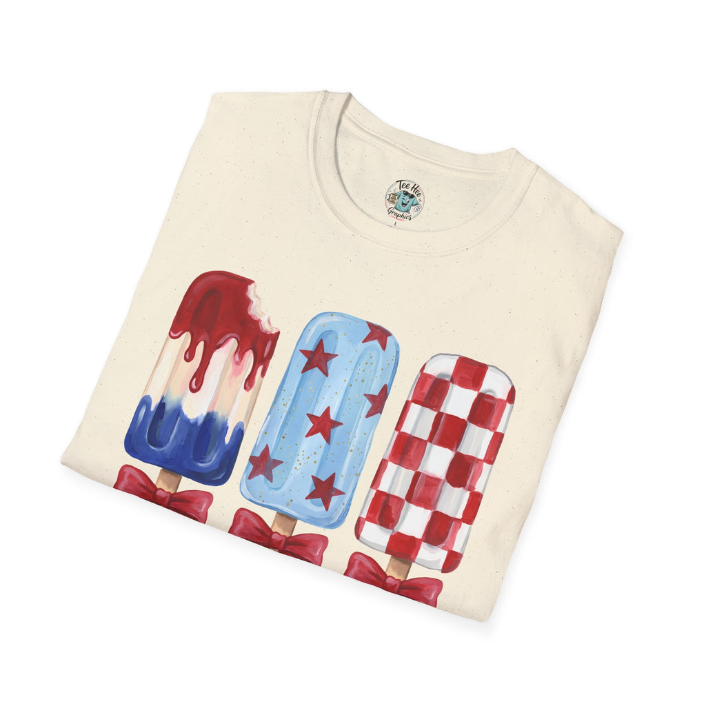 Sweet Freedom Popsicle T-Shirt — Red, White & Blue Stars
