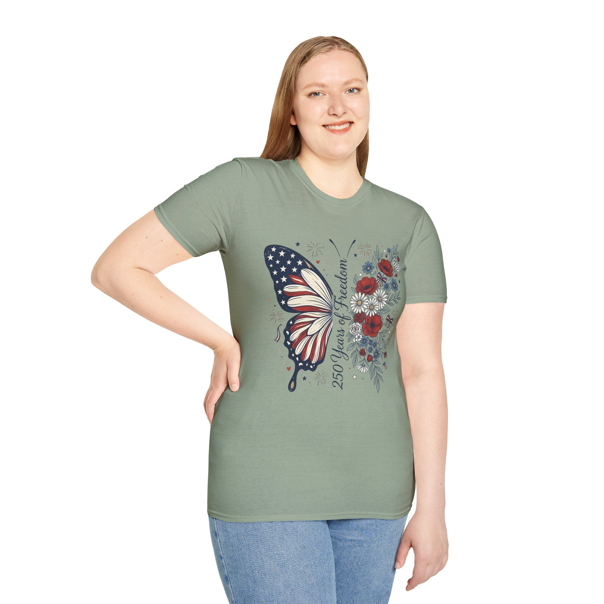 Patriotic Butterfly T-Shirt — 4th of July Freedom Floral Tee