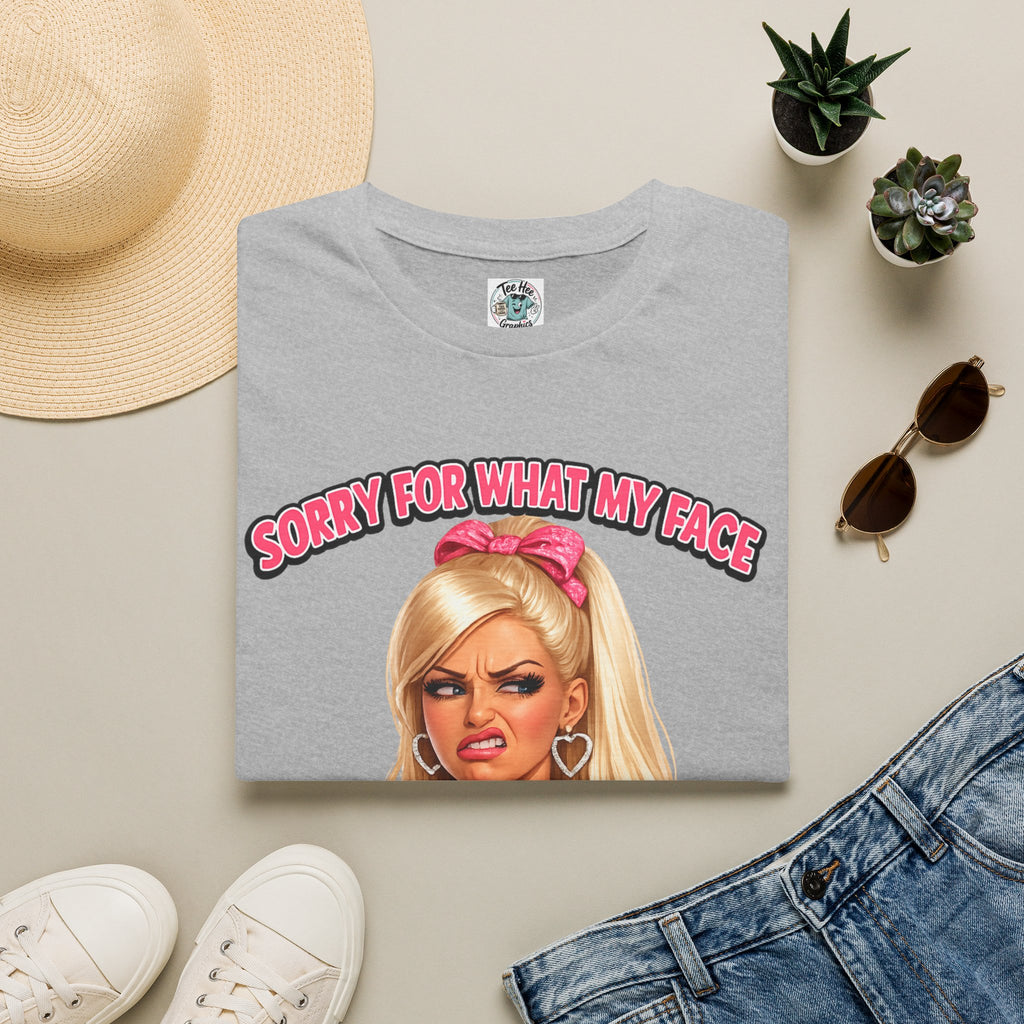 Graphic Tee — "Sorry For What My Face Does When You Talk" Sassy Barbie Vibe T-Shirt