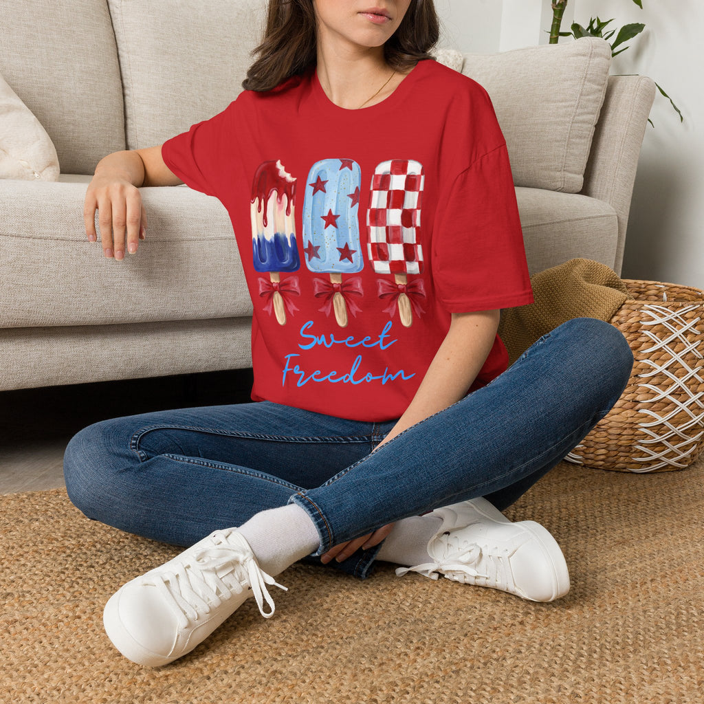 Sweet Freedom Popsicle T-Shirt — Red, White & Blue Stars
