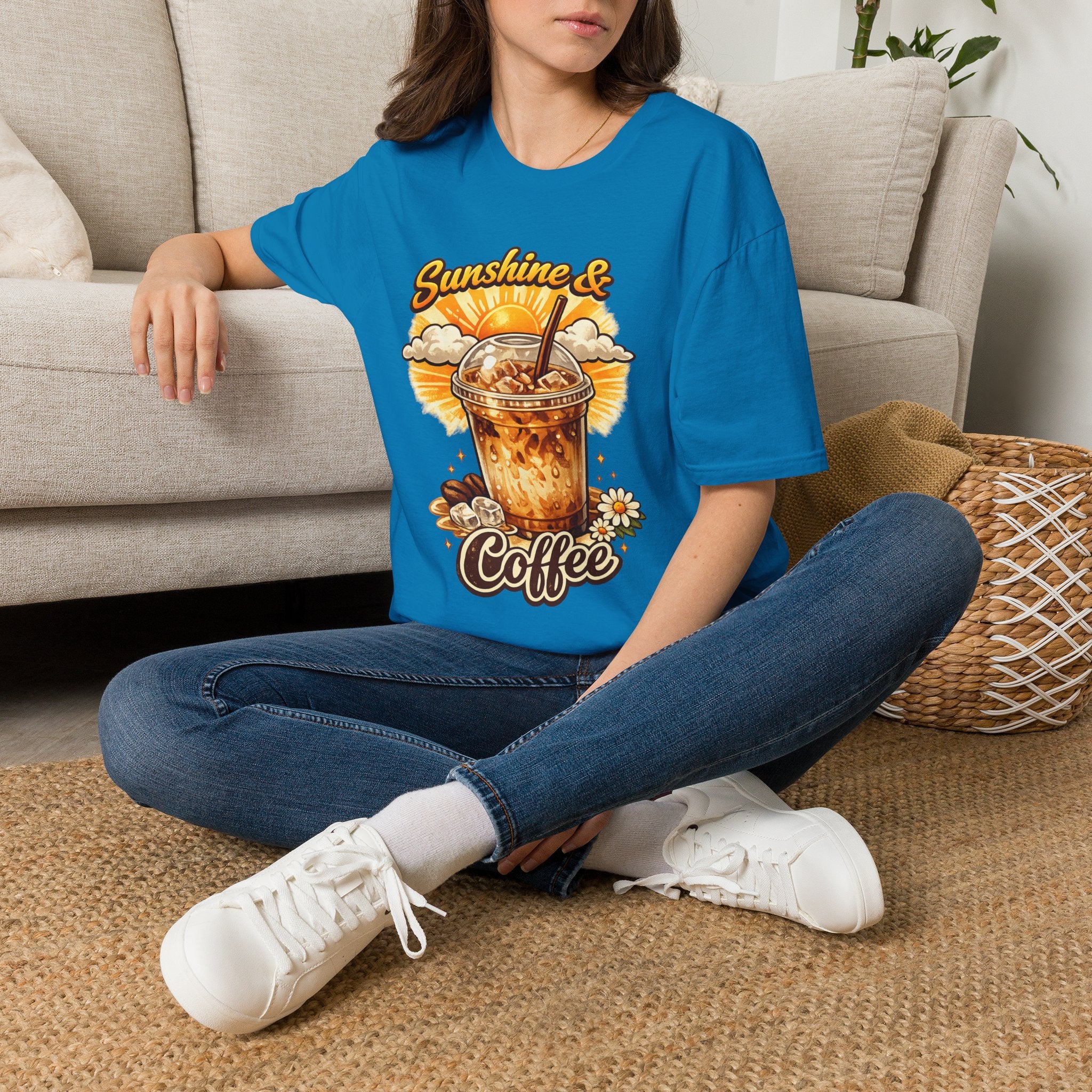 Sunshine & Iced Coffee T-Shirt — Summer Cafe Vibes Tee
