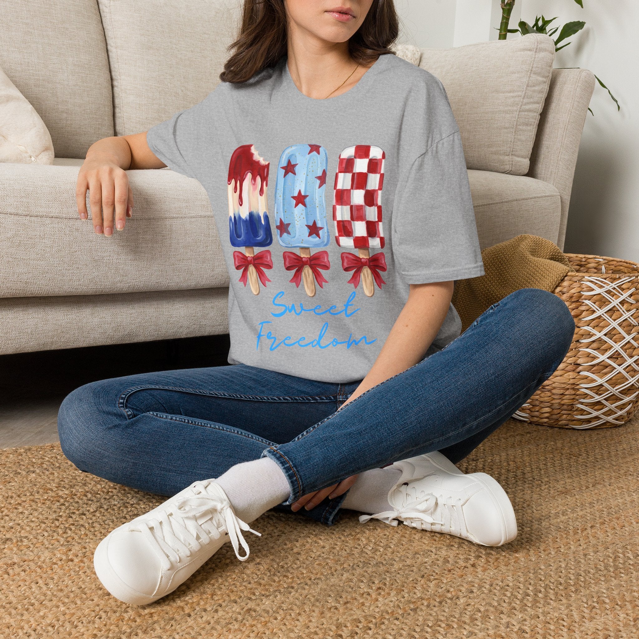 Sweet Freedom Popsicle T-Shirt — Red, White & Blue Stars