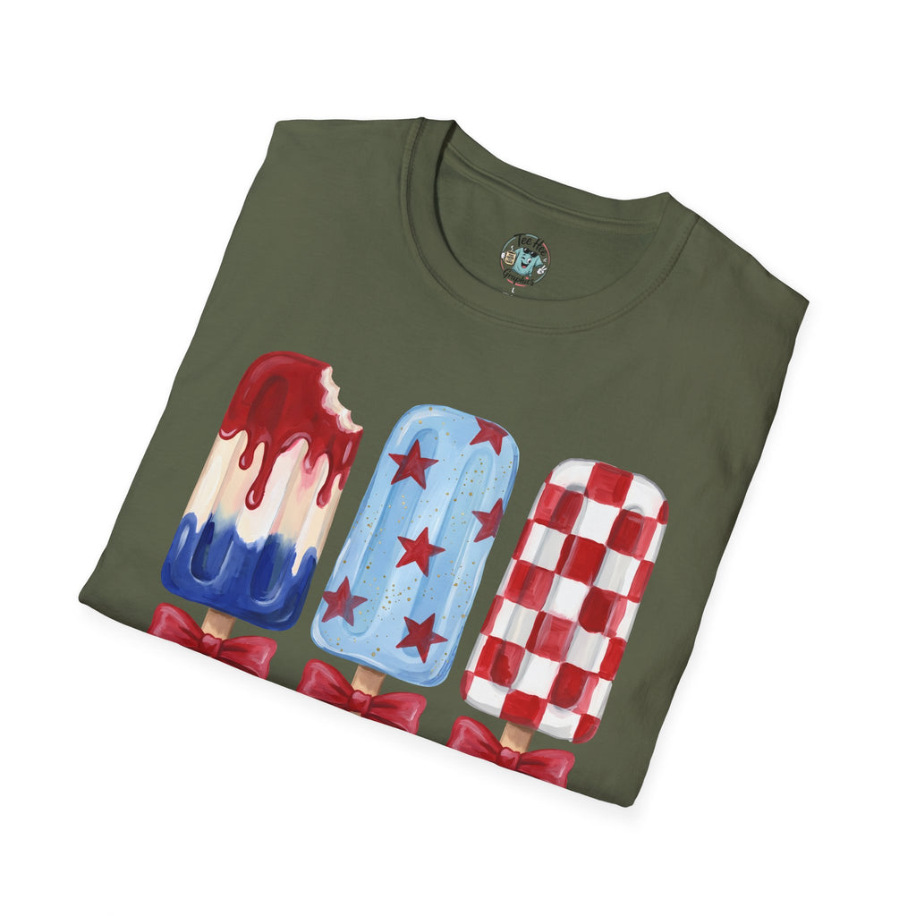 Sweet Freedom Popsicle T-Shirt — Red, White & Blue Stars