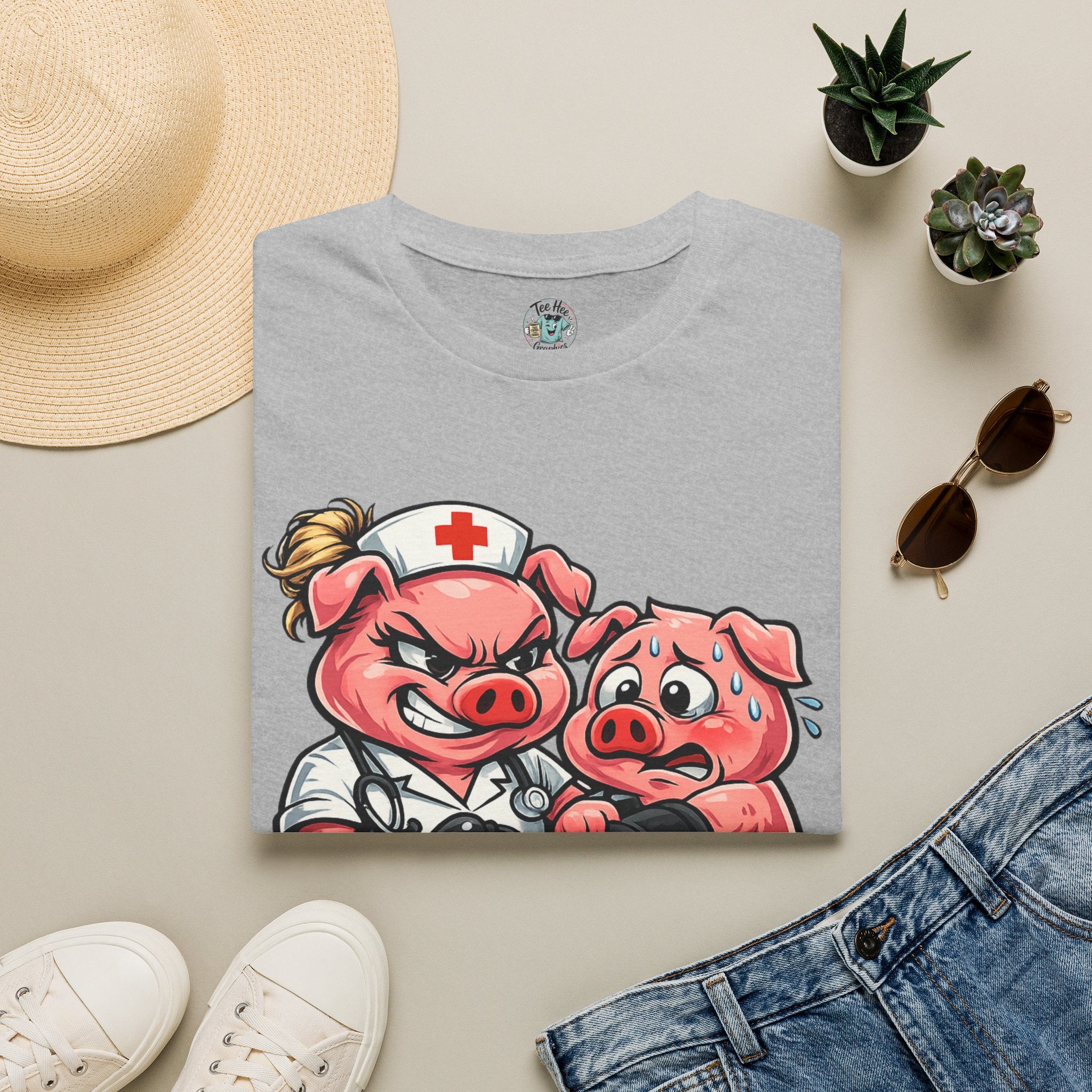 Cuff 'Em' Nurse Pig Graphic Tee
