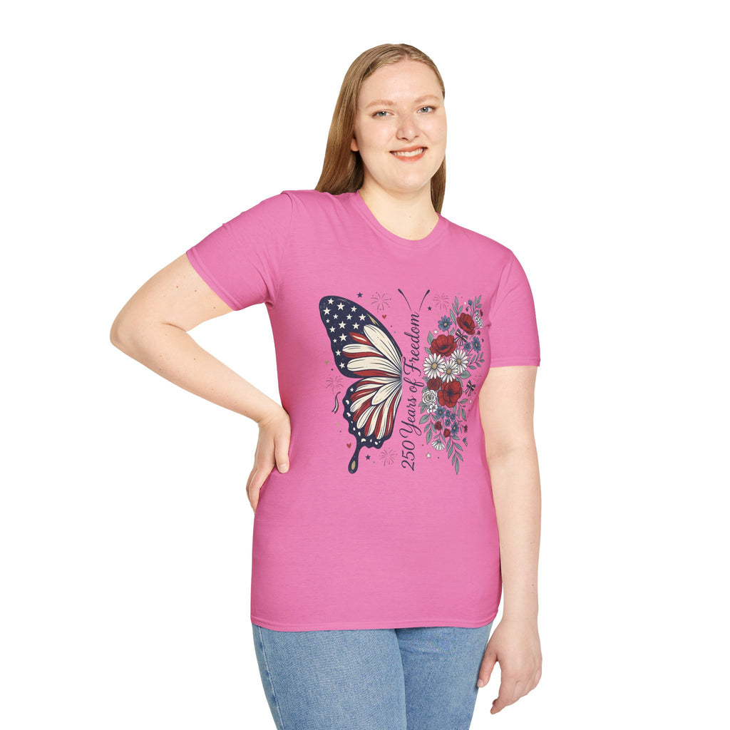 Patriotic Butterfly T-Shirt — 4th of July Freedom Floral Tee