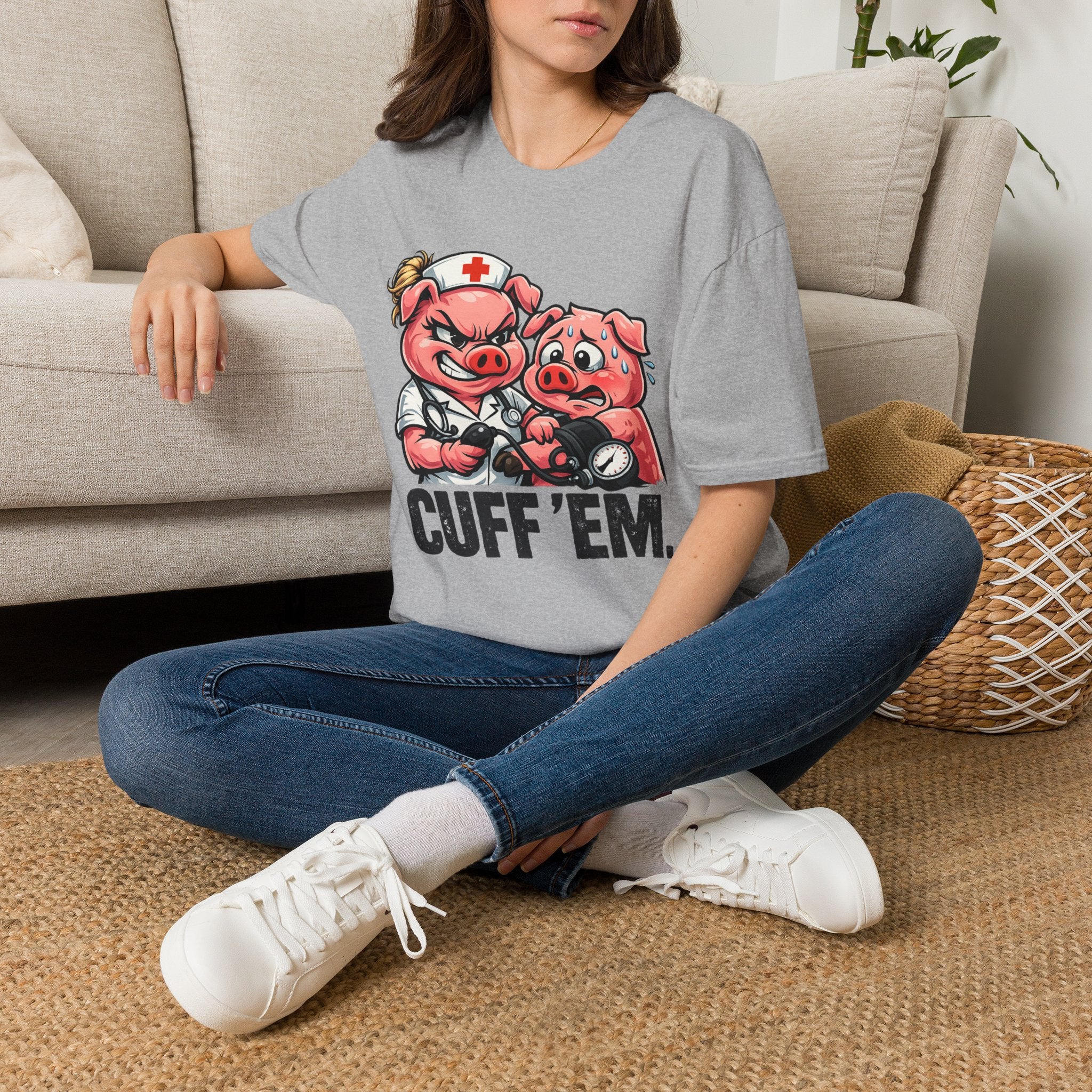Cuff 'Em' Nurse Pig Graphic Tee