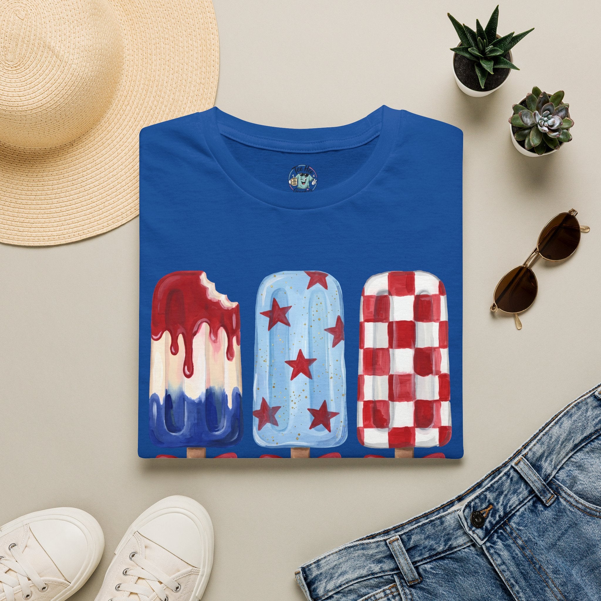 Sweet Freedom Popsicle T-Shirt — Red, White & Blue Stars