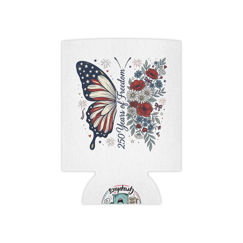 Patriotic Butterfly Can Cooler — Red White & Blue Koozie
