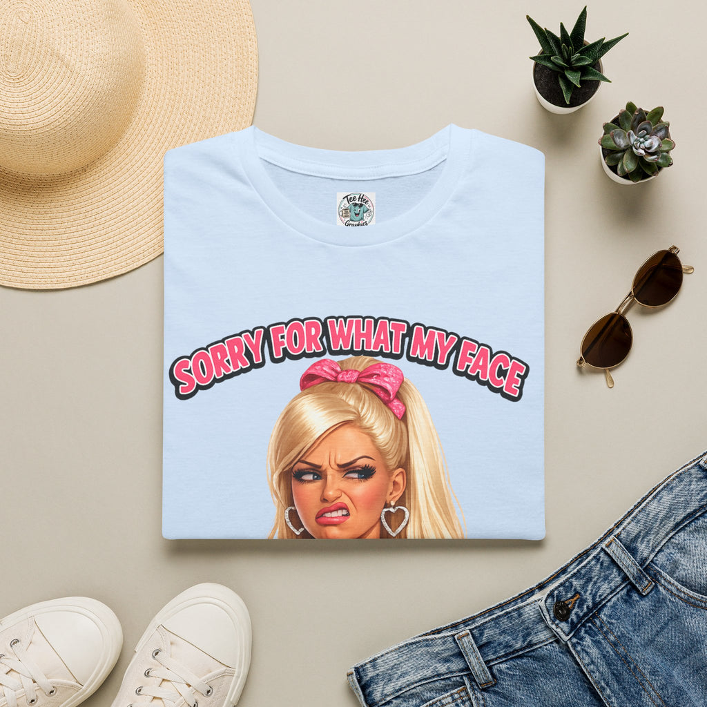 Graphic Tee — "Sorry For What My Face Does When You Talk" Sassy Barbie Vibe T-Shirt