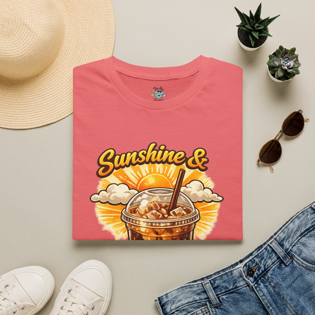 Sunshine & Iced Coffee T-Shirt — Summer Cafe Vibes Tee