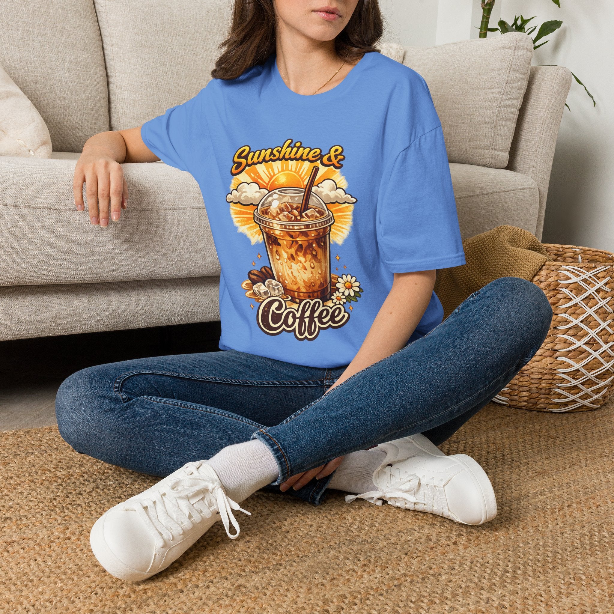 Sunshine & Iced Coffee T-Shirt — Summer Cafe Vibes Tee