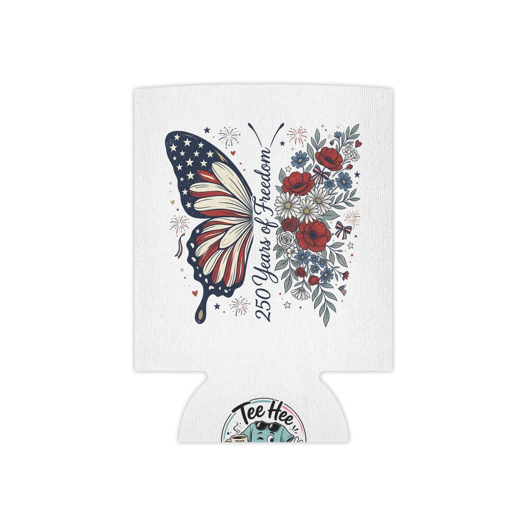 Patriotic Butterfly Can Cooler — Red White & Blue Koozie
