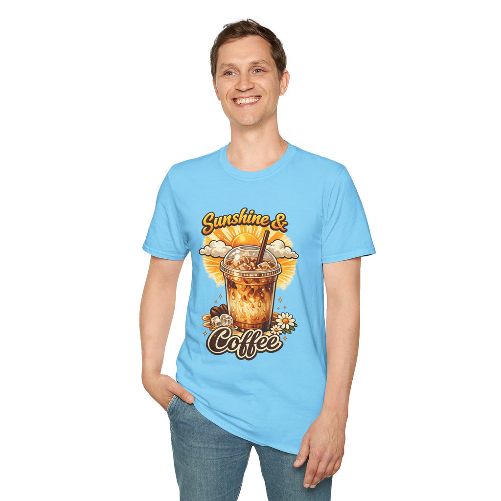 Sunshine & Iced Coffee T-Shirt — Summer Cafe Vibes Tee