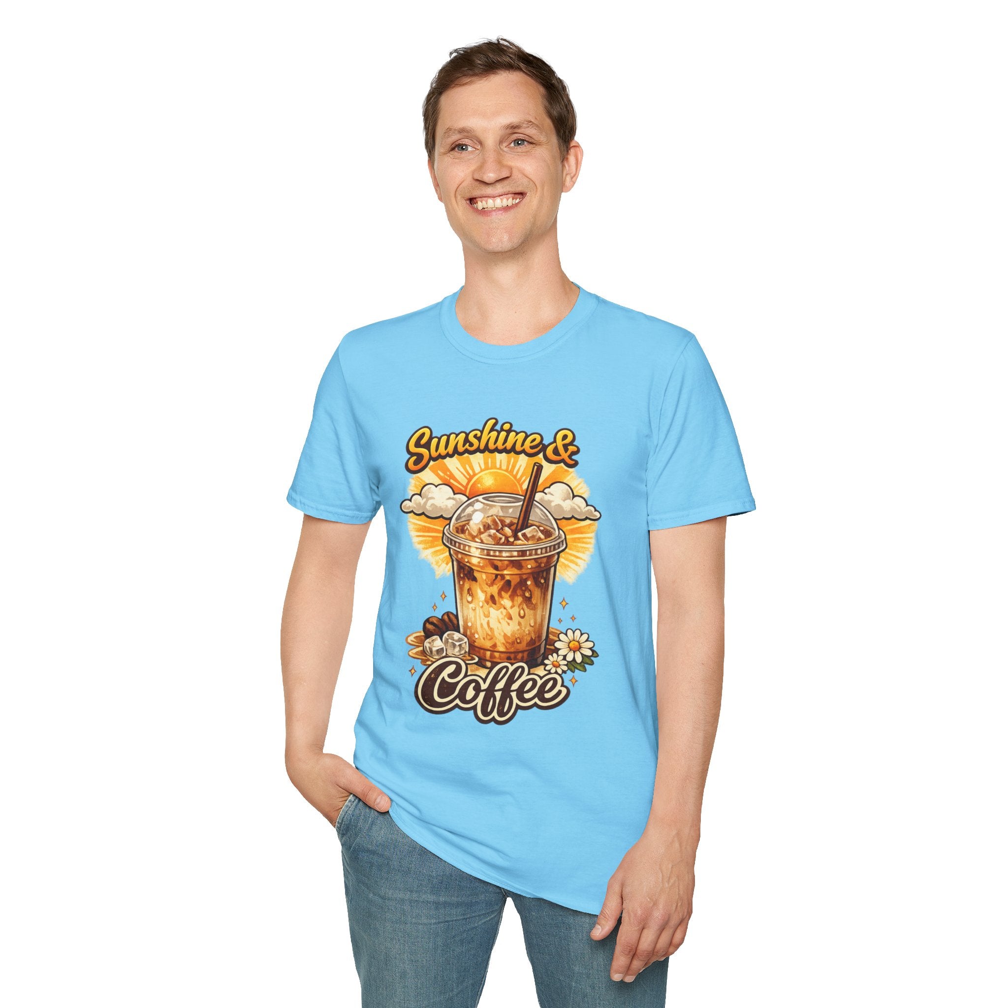 Sunshine & Iced Coffee T-Shirt — Summer Cafe Vibes Tee