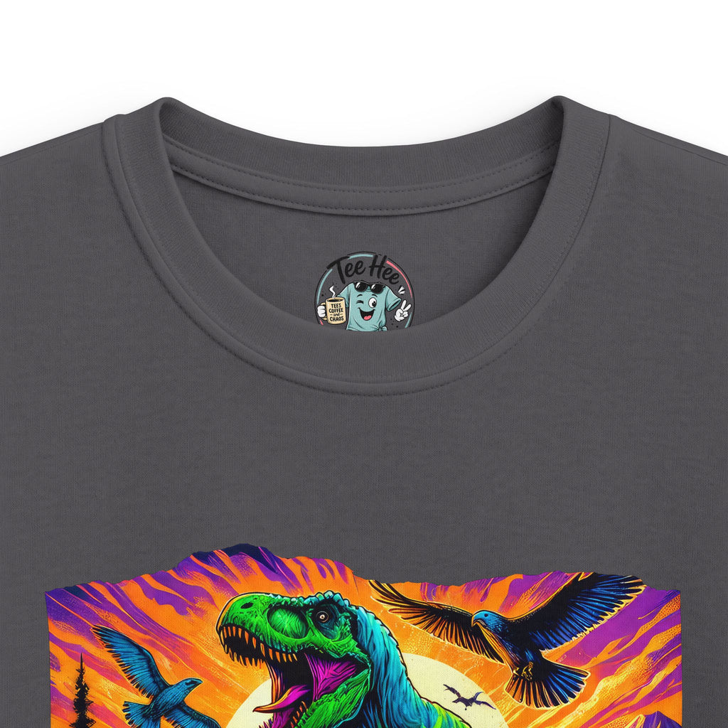 Kids T‑Shirt — Neon T‑Rex & Monster Truck Graphic