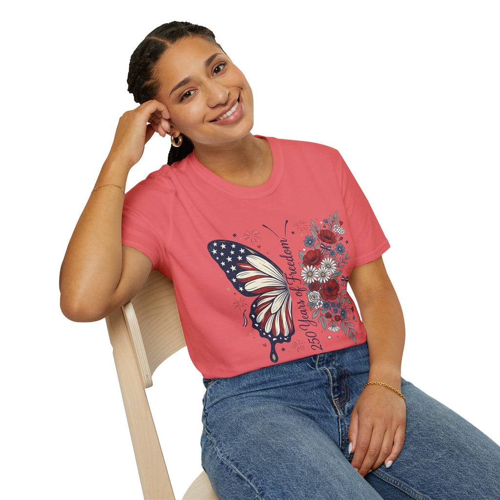 Patriotic Butterfly T-Shirt — 4th of July Freedom Floral Tee