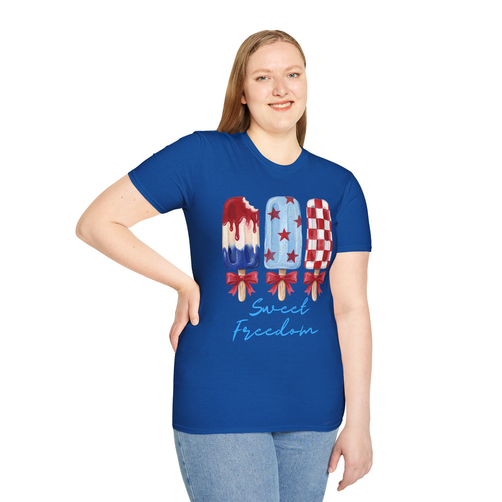 Sweet Freedom Popsicle T-Shirt — Red, White & Blue Stars