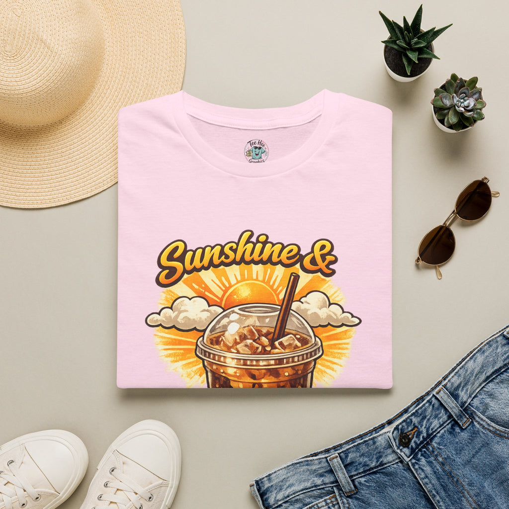 Sunshine & Iced Coffee T-Shirt — Summer Cafe Vibes Tee