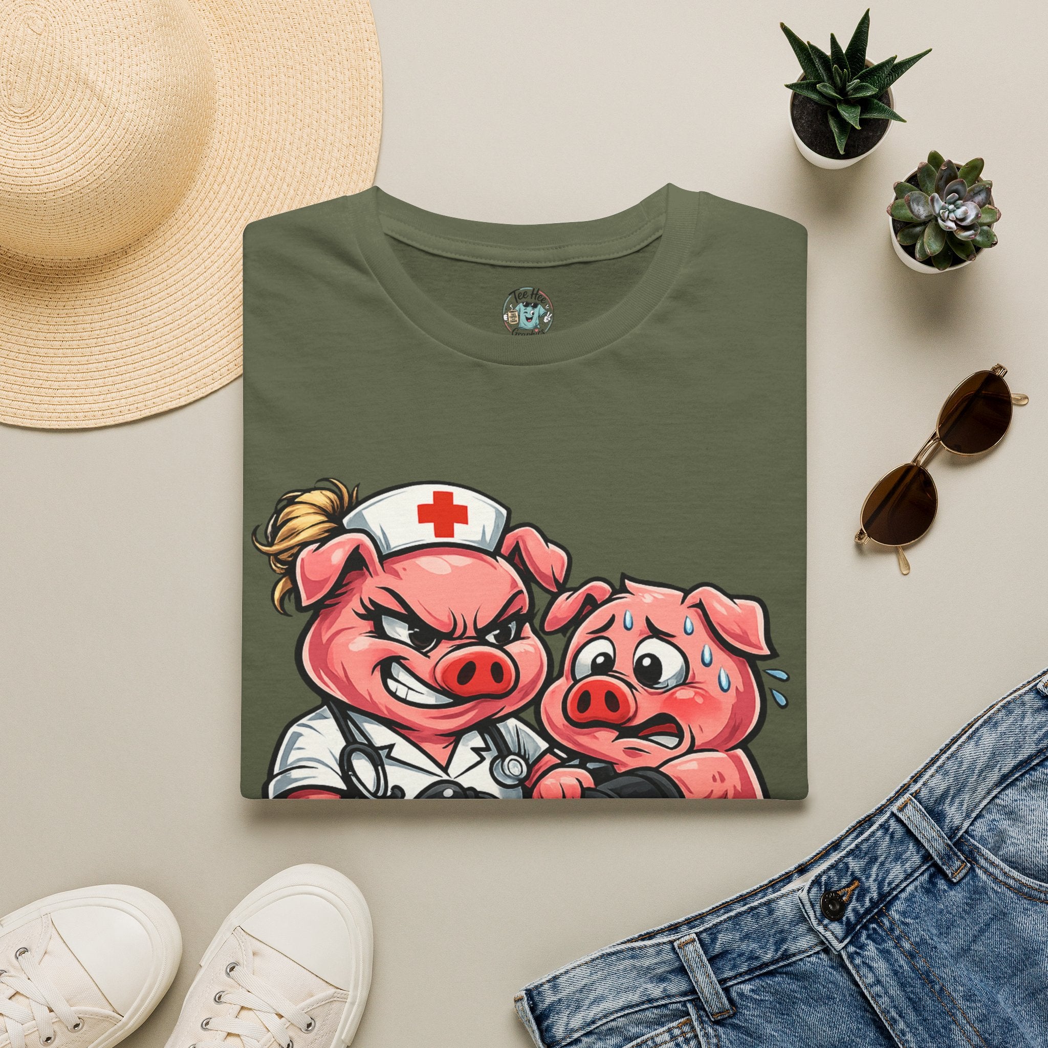 Cuff 'Em' Nurse Pig Graphic Tee