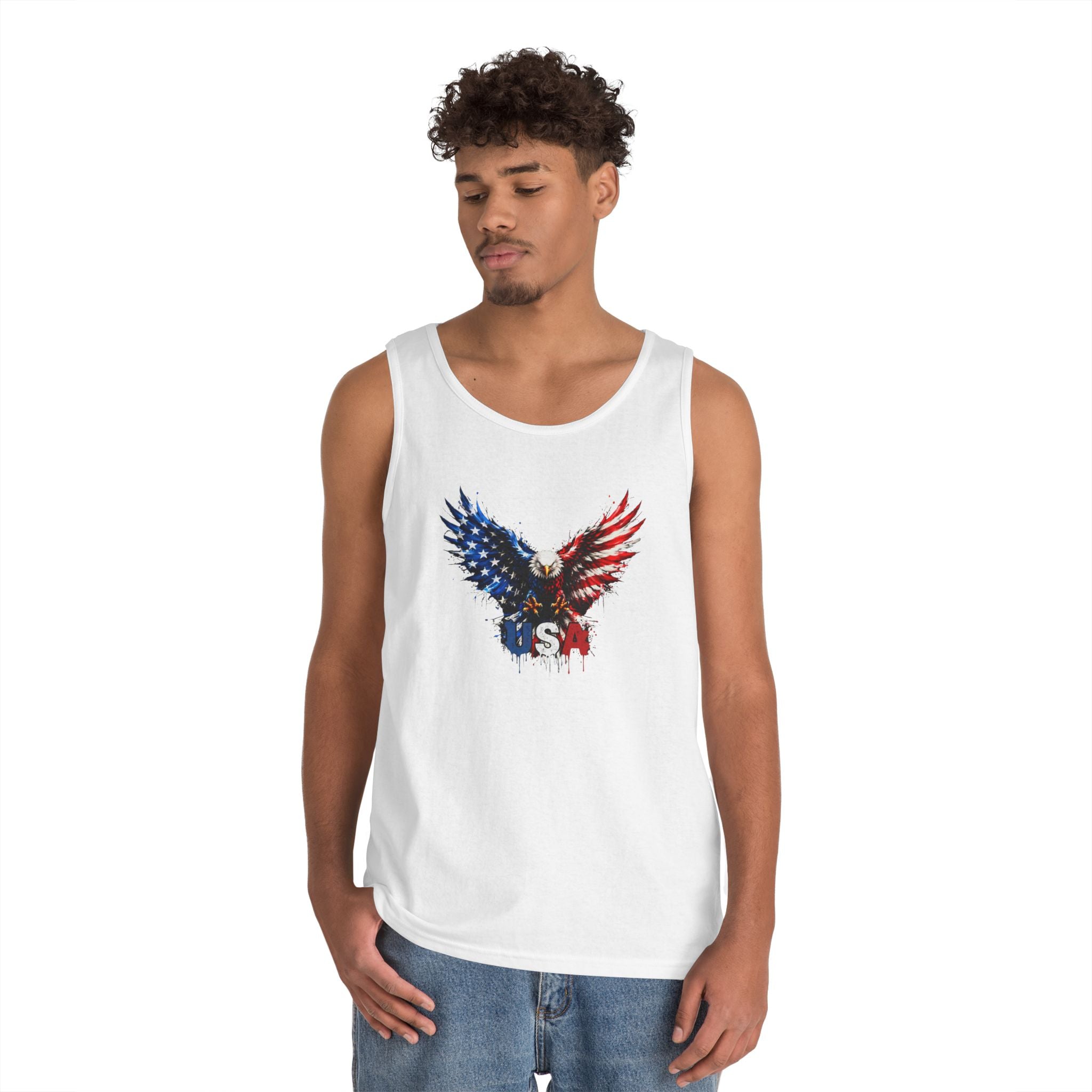 Patriotic USA Eagle Tank Top — Red, White & Blue American Flag Design