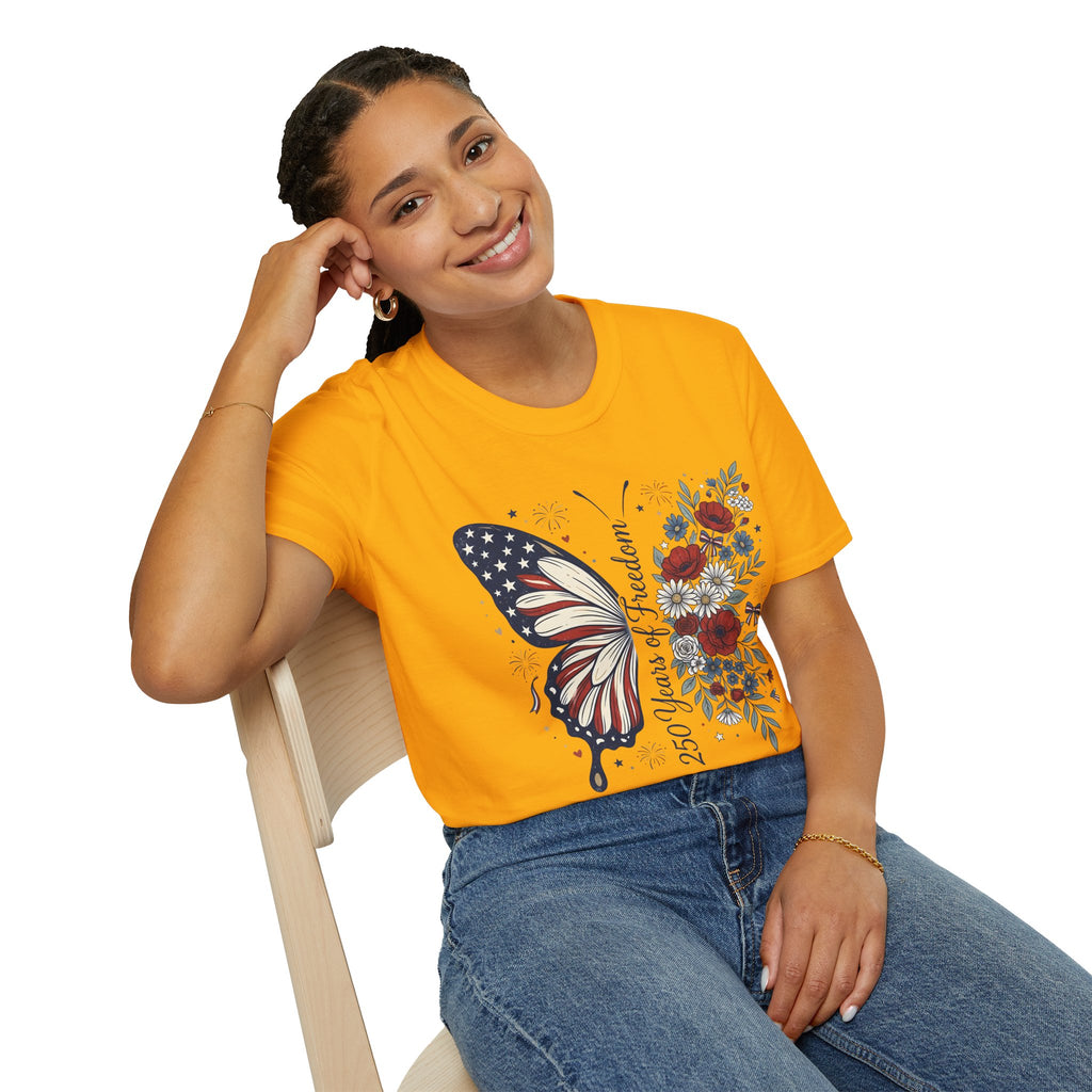 Patriotic Butterfly T-Shirt — 4th of July Freedom Floral Tee