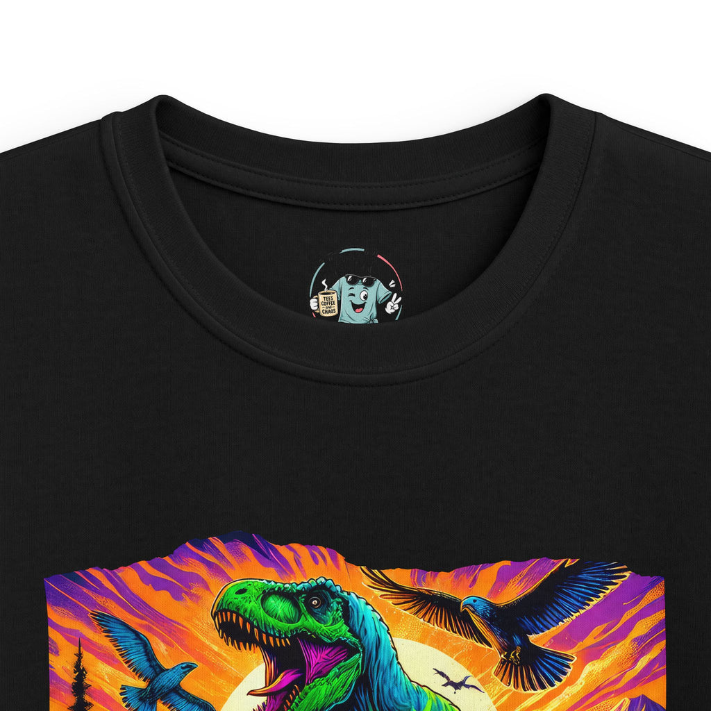 Kids T‑Shirt — Neon T‑Rex & Monster Truck Graphic