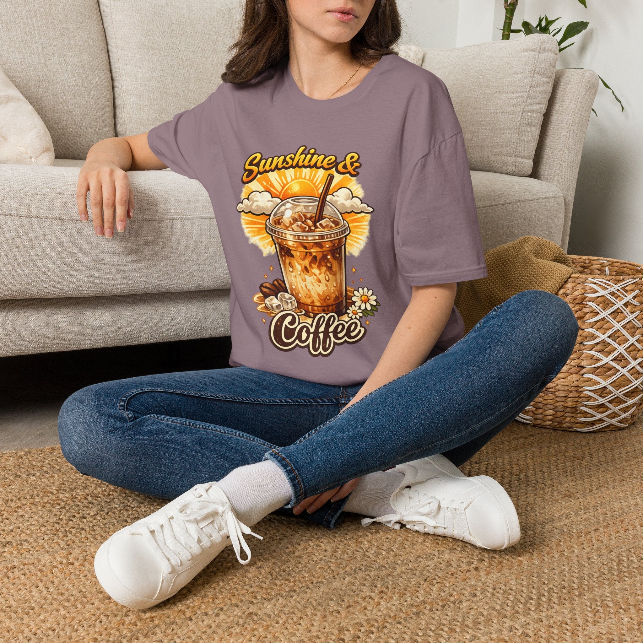 Sunshine & Iced Coffee T-Shirt — Summer Cafe Vibes Tee